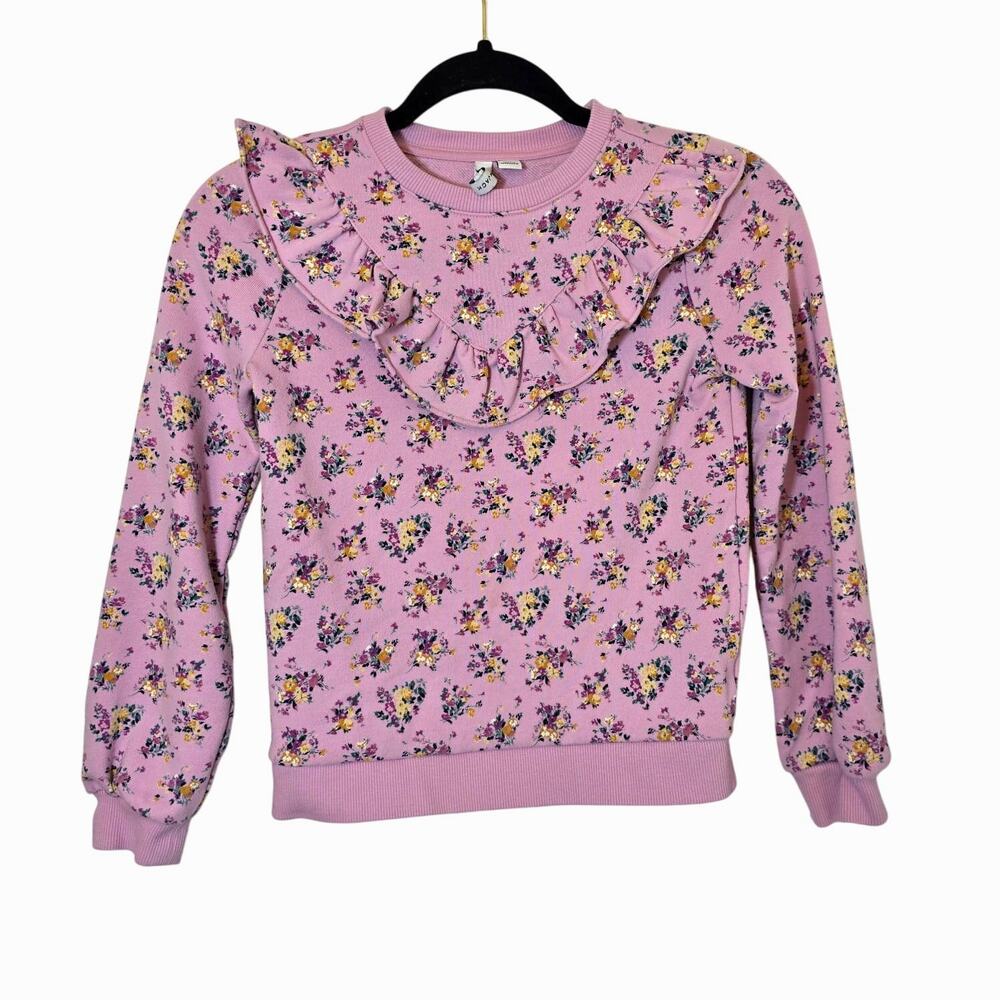 Janie and Jack Pink Floral Ruffle Sweatshirt